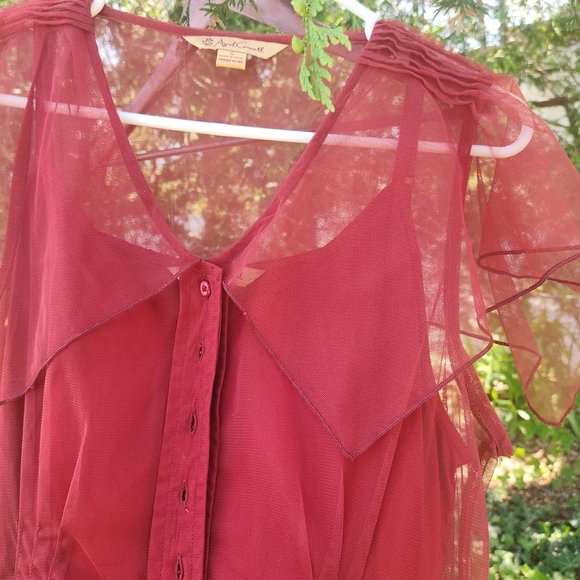 April Cornell Red Tiered Midi Dress with Peter Pan Collar - Picture 4 of 6